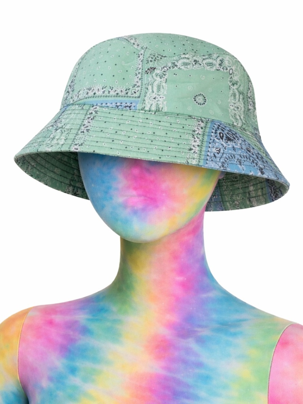 Mint Green Bandana Print Reversible Bucket Hat